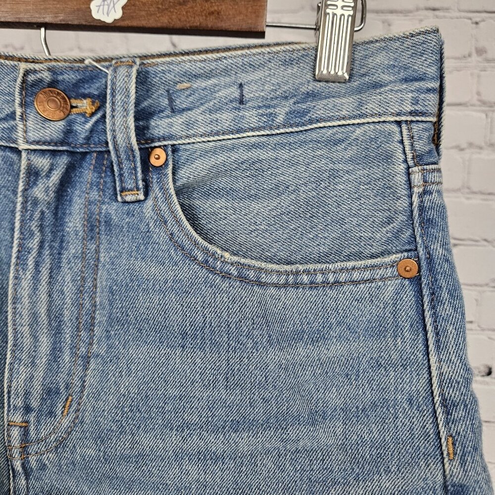 Madewell Blue Relaxed Mid-Length Denim Shorts High Rise Raw Hem 25 (29x5) - Picture 6 of 11